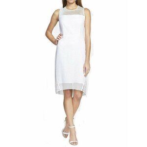 Elie Tahari White Sleeveless Ophelia Eyelet Lace Knee Length Dress 6